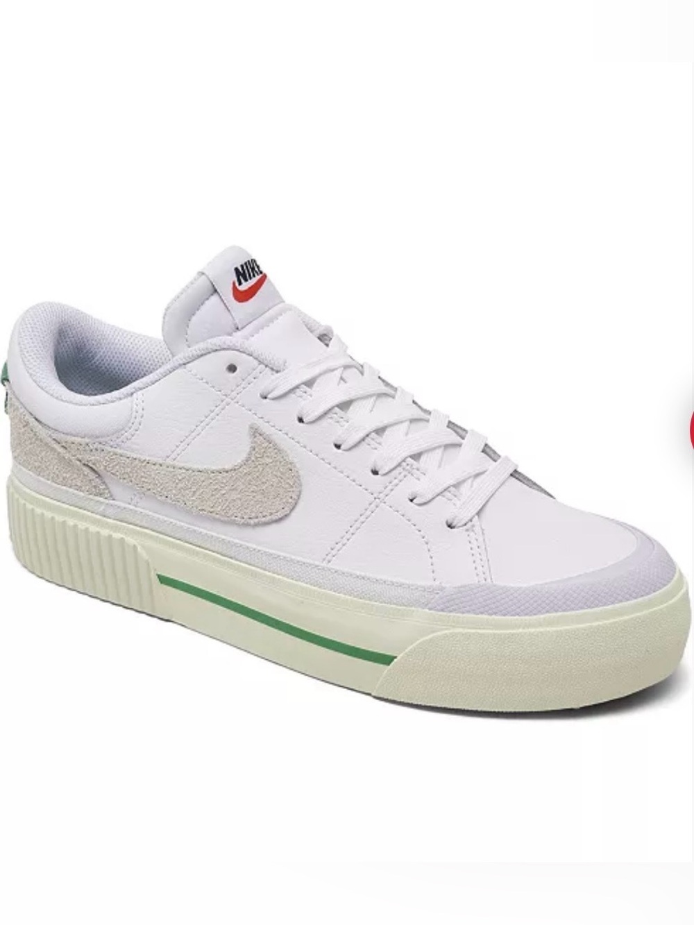 Nike Court Legacy Lift Platform Sneakers White Green Suede Women’s Size 7.5